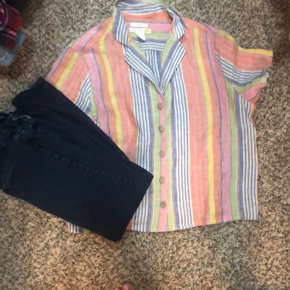 Button up rainbow shirt
